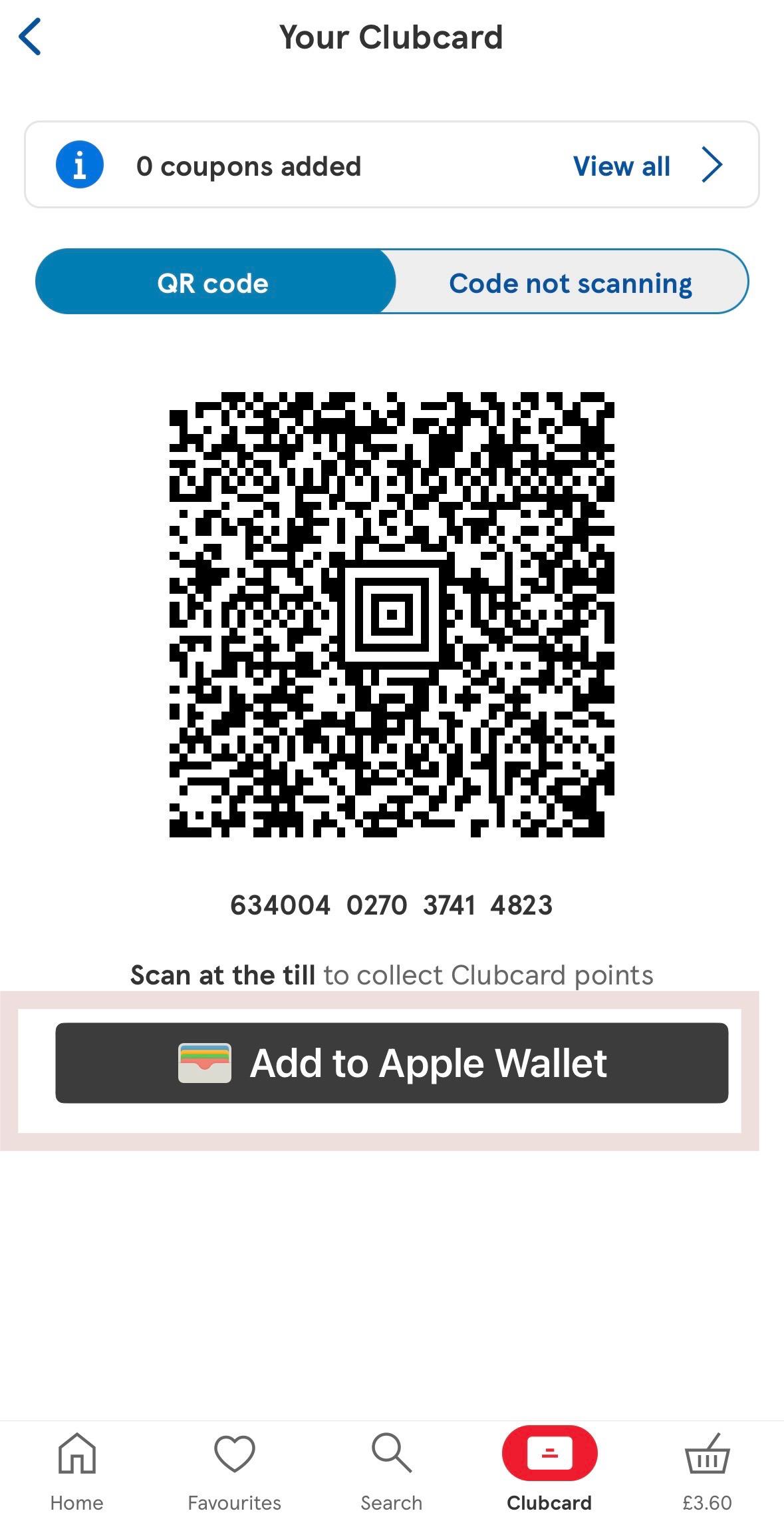 add tesco clubcard to apple pay